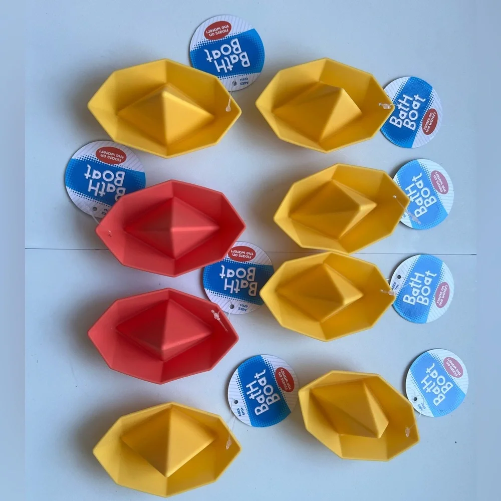 Big Time Toys Bath Boat Yellow and Red- Set of 8